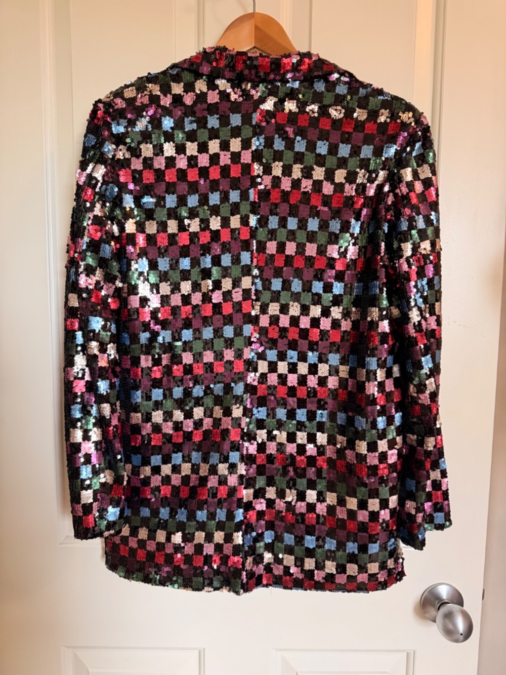 BNWT Nasty Gal Checkerboard Sequin Blazer and Flared Pants - Picture 5 of 8